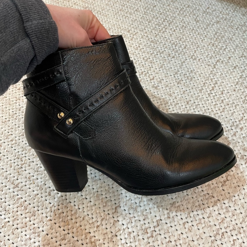 Anthropologie Black Leather Ankle Booties